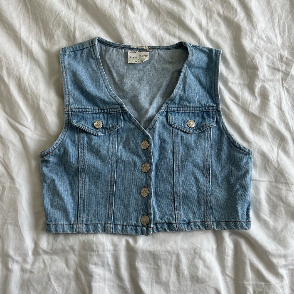 Cropped denim vest